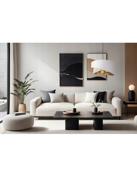 Lampa sufitowa ASTI Glamour 45 cm - elegancki abażur w biało-złotym kolorze do sypialni i salonu, nowoczesny design