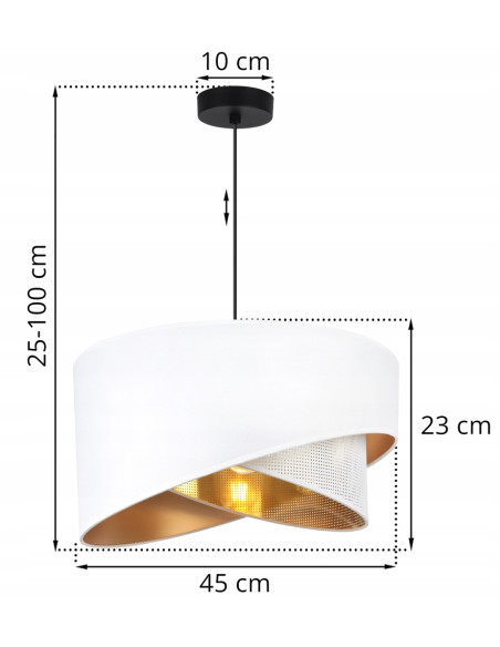 Lampa sufitowa ASTI Glamour 45 cm - elegancki abażur w biało-złotym kolorze do sypialni i salonu, nowoczesny design