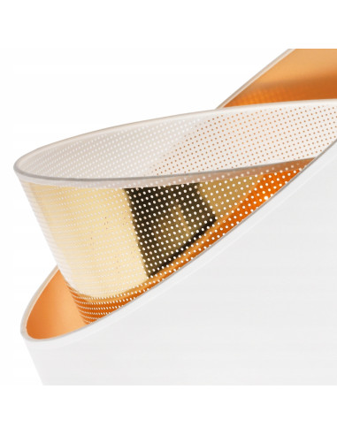 Lampa wisząca ASTI w stylu glamour, asymetryczny abażur 45 cm, biało-złota, idealna do sypialni i salonu.