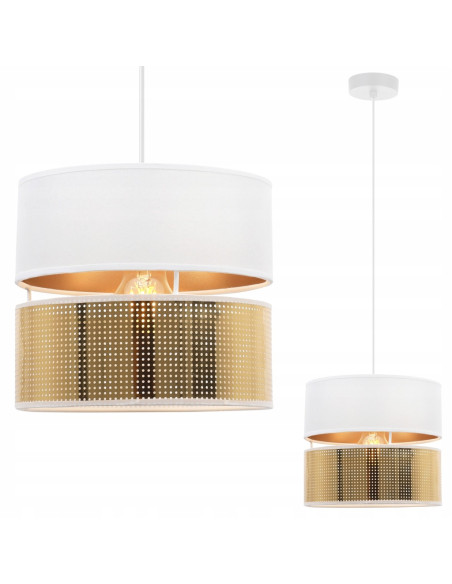 Żyrandol ASTI glamour, biało-złoty, eleganckie oświetlenie E27 do kuchni, sypialni i jadalni, nowoczesny design.