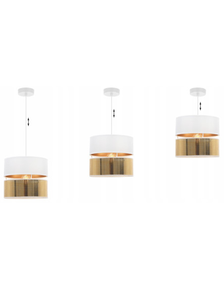 Żyrandol ASTI glamour, biało-złoty, eleganckie oświetlenie E27 do kuchni, sypialni i jadalni, nowoczesny design.