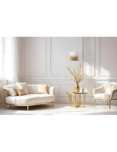 Żyrandol ASTI glamour, biało-złoty, eleganckie oświetlenie E27 do kuchni, sypialni i jadalni, nowoczesny design.