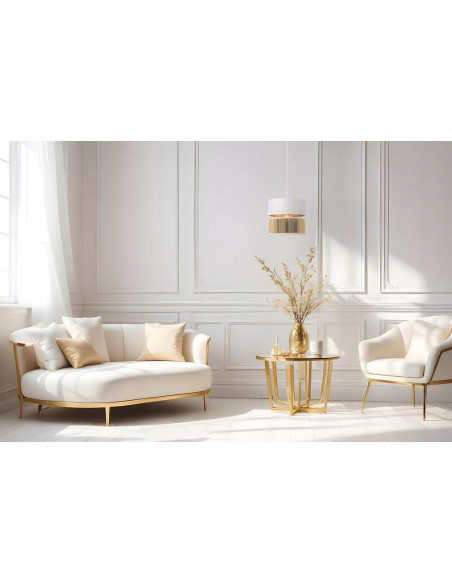 Żyrandol ASTI glamour, biało-złoty, eleganckie oświetlenie E27 do kuchni, sypialni i jadalni, nowoczesny design.