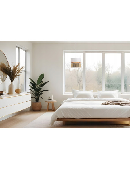 Żyrandol ASTI glamour, biało-złoty, eleganckie oświetlenie E27 do kuchni, sypialni i jadalni, nowoczesny design.