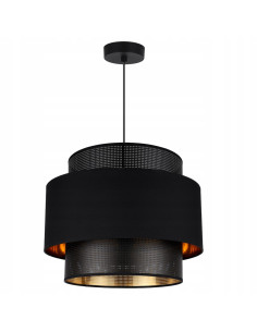 Lampa sufitowa ASTI z regulacją wysokości, elegancka czarna z złotymi akcentami do sypialni i salonu E27