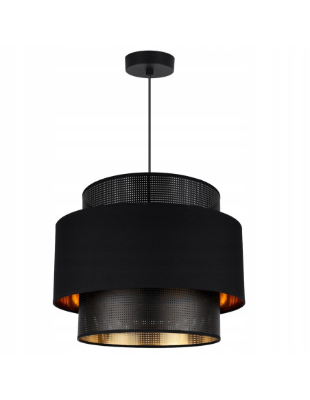 Lampa sufitowa ASTI z regulacją wysokości, elegancka czarna z złotymi akcentami do sypialni i salonu E27