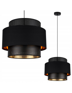 Lampa sufitowa ASTI z regulacją wysokości, elegancka czarna z złotymi akcentami do sypialni i salonu E27 2