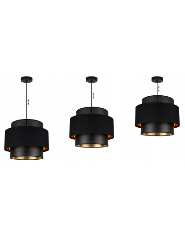 Lampa sufitowa ASTI z regulacją wysokości, elegancka czarna z złotymi akcentami do sypialni i salonu E27