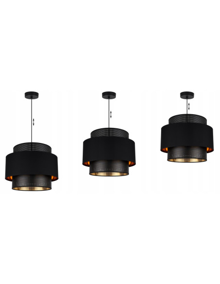 Lampa sufitowa ASTI z regulacją wysokości, elegancka czarna z złotymi akcentami do sypialni i salonu E27