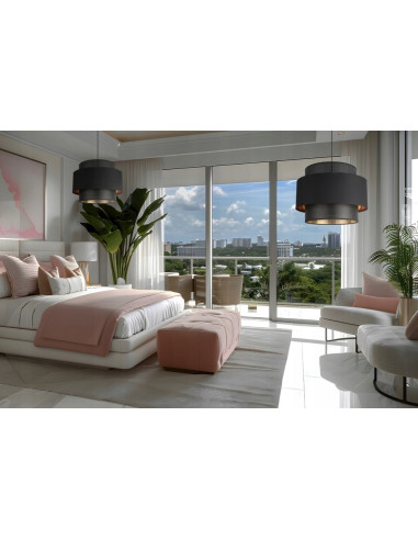 Lampa sufitowa ASTI z regulacją wysokości, elegancka czarna z złotymi akcentami do sypialni i salonu E27