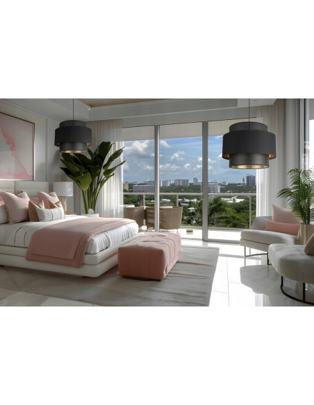 Lampa sufitowa ASTI z regulacją wysokości, elegancka czarna z złotymi akcentami do sypialni i salonu E27