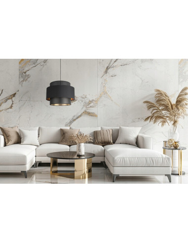 Lampa sufitowa ASTI z regulacją wysokości, elegancka czarna z złotymi akcentami do sypialni i salonu E27