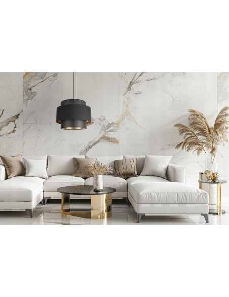 Lampa sufitowa ASTI z regulacją wysokości, elegancka czarna z złotymi akcentami do sypialni i salonu E27