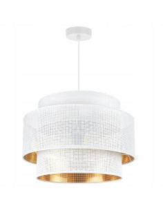 Lampa wisząca ASTI z białym abażurem i złotym wnętrzem, elegancka do nowoczesnych pomieszczeń, średnica 45 cm