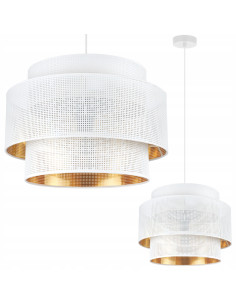 Lampa wisząca ASTI z białym abażurem i złotym wnętrzem, elegancka do nowoczesnych pomieszczeń, średnica 45 cm 2