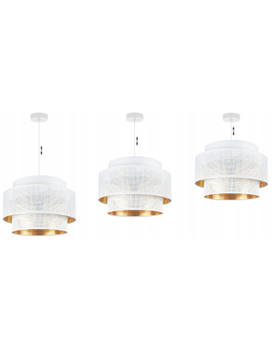 Lampa wisząca ASTI z białym abażurem i złotym wnętrzem, elegancka do nowoczesnych pomieszczeń, średnica 45 cm