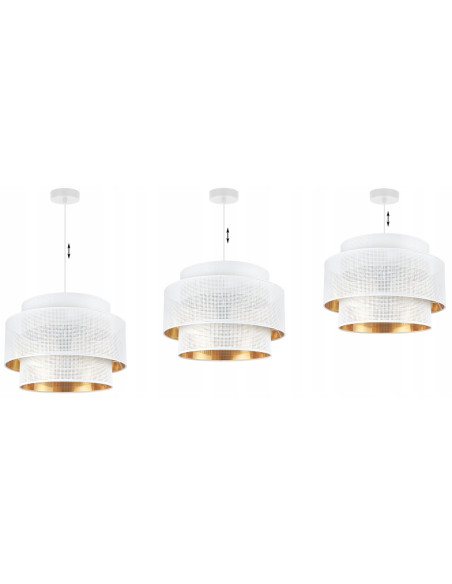 Lampa wisząca ASTI z białym abażurem i złotym wnętrzem, elegancka do nowoczesnych pomieszczeń, średnica 45 cm