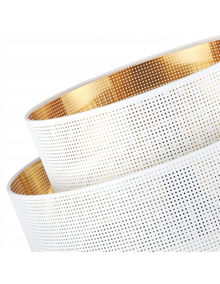 Lampa wisząca ASTI z białym abażurem i złotym wnętrzem, elegancka do nowoczesnych pomieszczeń, średnica 45 cm