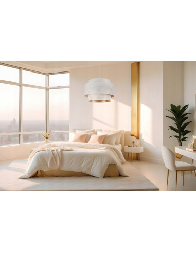 Lampa wisząca ASTI z białym abażurem i złotym wnętrzem, elegancka do nowoczesnych pomieszczeń, średnica 45 cm