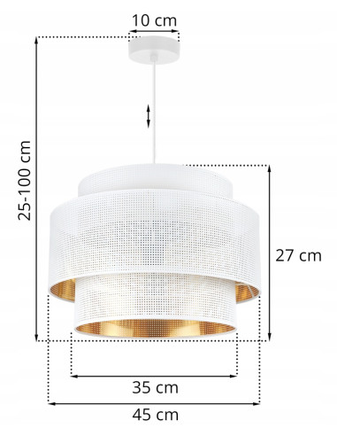 Lampa wisząca ASTI z białym abażurem i złotym wnętrzem, elegancka do nowoczesnych pomieszczeń, średnica 45 cm