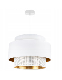 Elegancki żyrandol ASTI w stylu glamour z regulacją, biały z abażurem 45 cm – idealne oświetlenie do każdego wnętrza.