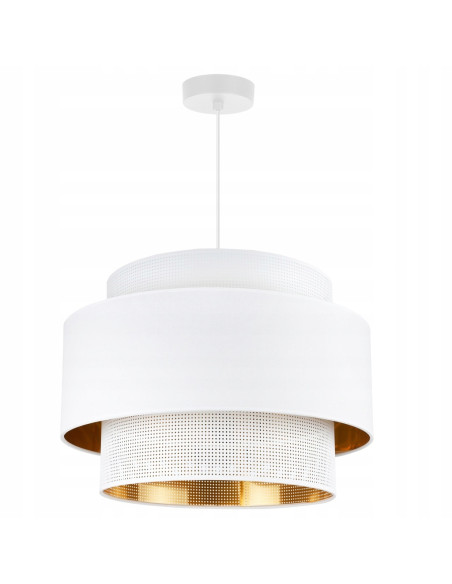 Elegancki żyrandol ASTI w stylu glamour z regulacją, biały z abażurem 45 cm – idealne oświetlenie do każdego wnętrza.