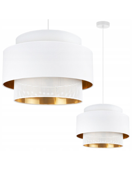 Elegancki żyrandol ASTI w stylu glamour z regulacją, biały z abażurem 45 cm – idealne oświetlenie do każdego wnętrza.