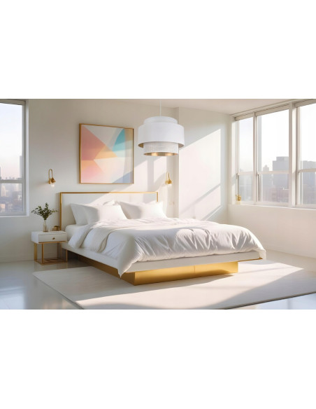 Elegancki żyrandol ASTI w stylu glamour z regulacją, biały z abażurem 45 cm – idealne oświetlenie do każdego wnętrza.