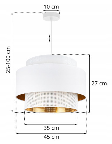 Elegancki żyrandol ASTI w stylu glamour z regulacją, biały z abażurem 45 cm – idealne oświetlenie do każdego wnętrza.