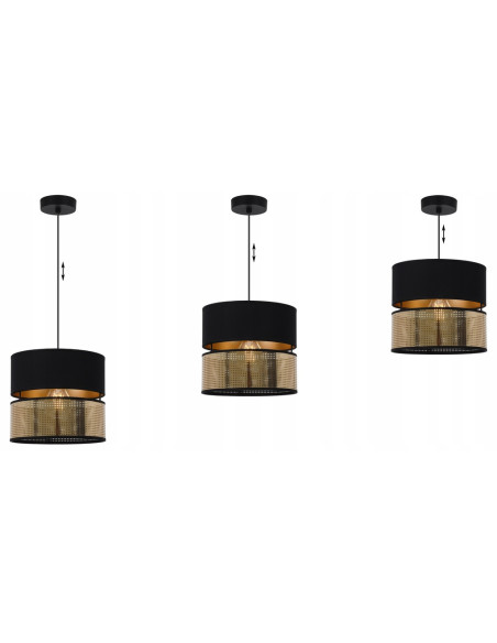 Lampa sufitowa ASTI - elegancki abażur w czerni i złocie do nowoczesnych wnętrz, idealna do biura i salonu.