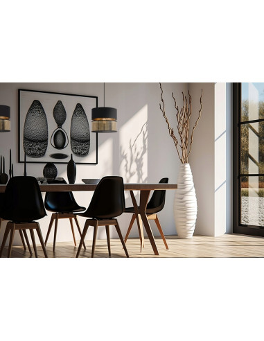 Lampa sufitowa ASTI - elegancki abażur w czerni i złocie do nowoczesnych wnętrz, idealna do biura i salonu.