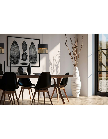 Lampa sufitowa ASTI - elegancki abażur w czerni i złocie do nowoczesnych wnętrz, idealna do biura i salonu.