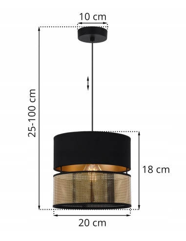 Lampa sufitowa ASTI - elegancki abażur w czerni i złocie do nowoczesnych wnętrz, idealna do biura i salonu.