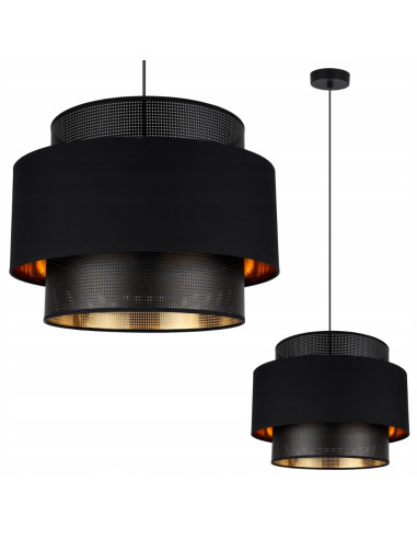 Elegancka lampa sufitowa ASTI w czerni i złocie do salonu, jadalni i sypialni - nowoczesny design i styl glamur