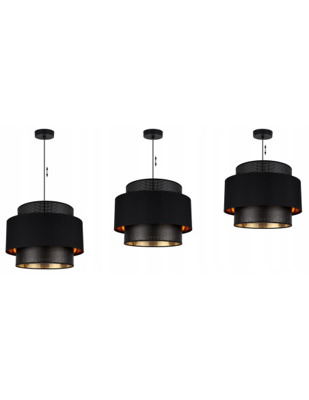 Elegancka lampa sufitowa ASTI w czerni i złocie do salonu, jadalni i sypialni - nowoczesny design i styl glamur