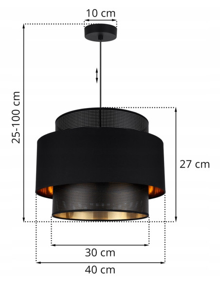 Elegancka lampa sufitowa ASTI w czerni i złocie do salonu, jadalni i sypialni - nowoczesny design i styl glamur