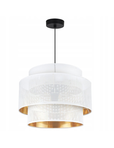 Lampa wisząca ASTI glamour z białym abażurem i złotym wnętrzem - eleganckie oświetlenie do różnych wnętrz