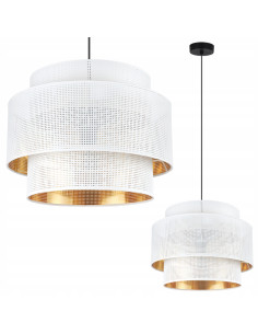 Lampa wisząca ASTI glamour z białym abażurem i złotym wnętrzem - eleganckie oświetlenie do różnych wnętrz 2