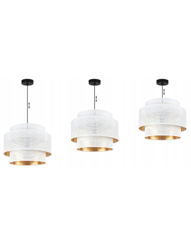Lampa wisząca ASTI glamour z białym abażurem i złotym wnętrzem - eleganckie oświetlenie do różnych wnętrz