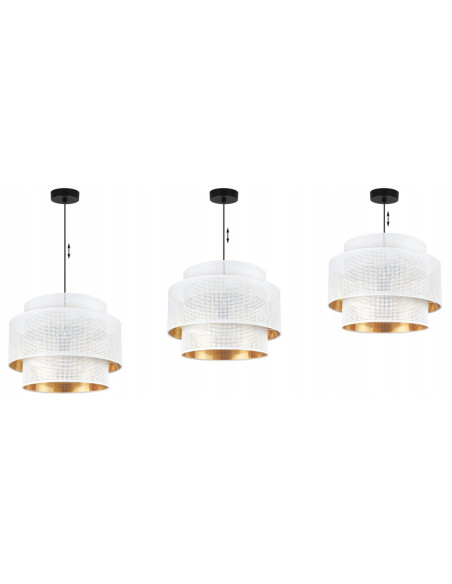 Lampa wisząca ASTI glamour z białym abażurem i złotym wnętrzem - eleganckie oświetlenie do różnych wnętrz