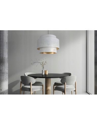 Lampa wisząca ASTI glamour z białym abażurem i złotym wnętrzem - eleganckie oświetlenie do różnych wnętrz