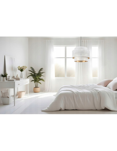 Lampa wisząca ASTI glamour z białym abażurem i złotym wnętrzem - eleganckie oświetlenie do różnych wnętrz