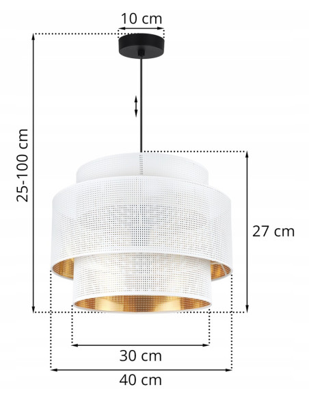 Lampa wisząca ASTI glamour z białym abażurem i złotym wnętrzem - eleganckie oświetlenie do różnych wnętrz