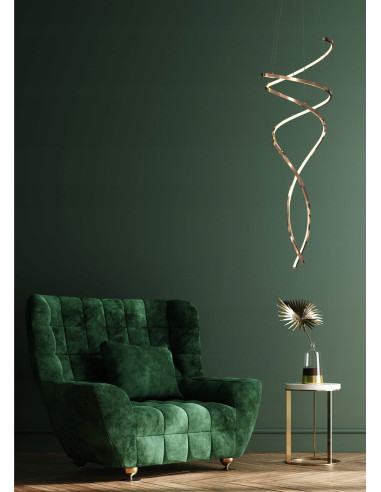 Lampa wisząca COCO - elegancki metalowy żyrandol z złotą wstążką, idealne oświetlenie do nowoczesnych wnętrz.