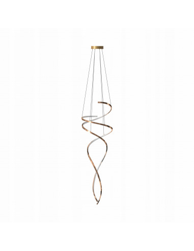 Lampa wisząca COCO - elegancki metalowy żyrandol z złotą wstążką, idealne oświetlenie do nowoczesnych wnętrz.