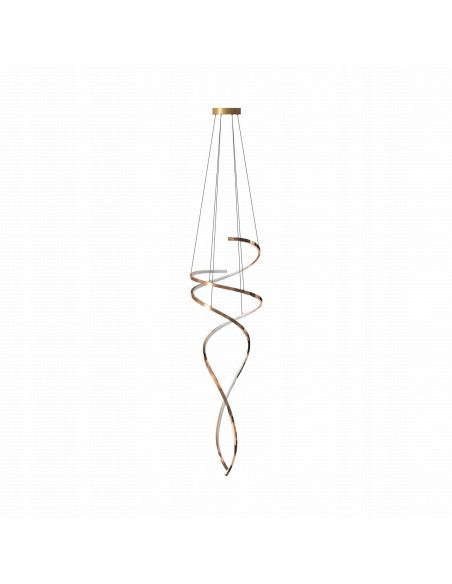 Lampa wisząca COCO - elegancki metalowy żyrandol z złotą wstążką, idealne oświetlenie do nowoczesnych wnętrz.