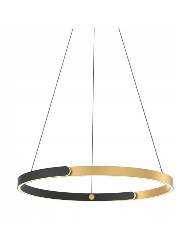 Nowoczesna lampa sufitowa LINOS w kształcie pierścienia - czarno-złota, elegancka dekoracja do każdego wnętrza