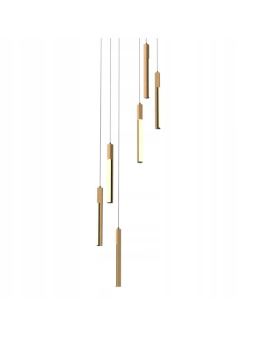 Lampa wisząca ELIOT - nowoczesne oświetlenie z podłużnymi kloszami w srebrno-beżowym kolorze do eleganckich wnętrz.