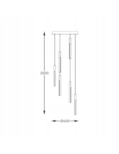 Lampa wisząca ELIOT - nowoczesne oświetlenie z podłużnymi kloszami w srebrno-beżowym kolorze do eleganckich wnętrz.