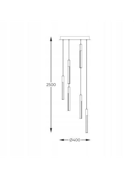 Lampa wisząca ELIOT - nowoczesne oświetlenie z podłużnymi kloszami w srebrno-beżowym kolorze do eleganckich wnętrz.